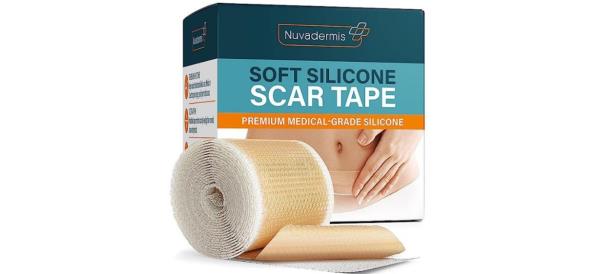 Package of scar tape on white background